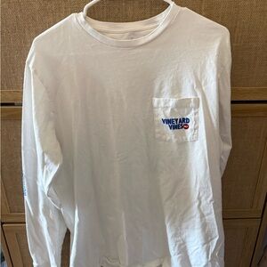 Vineyard Vines White Pocket Tee with Logo